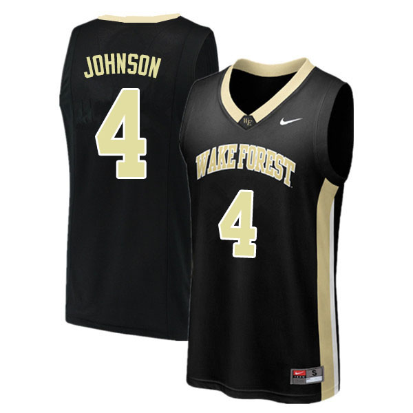 Men #4 Torry Johnson Wake Forest Demon Deacons College Basketball Jerseys Sale-Black